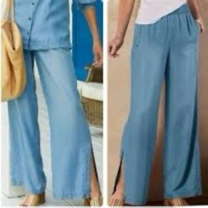 Soft Surroundings Twyla Pants Light Blue  Full Length Women S Spring Summer